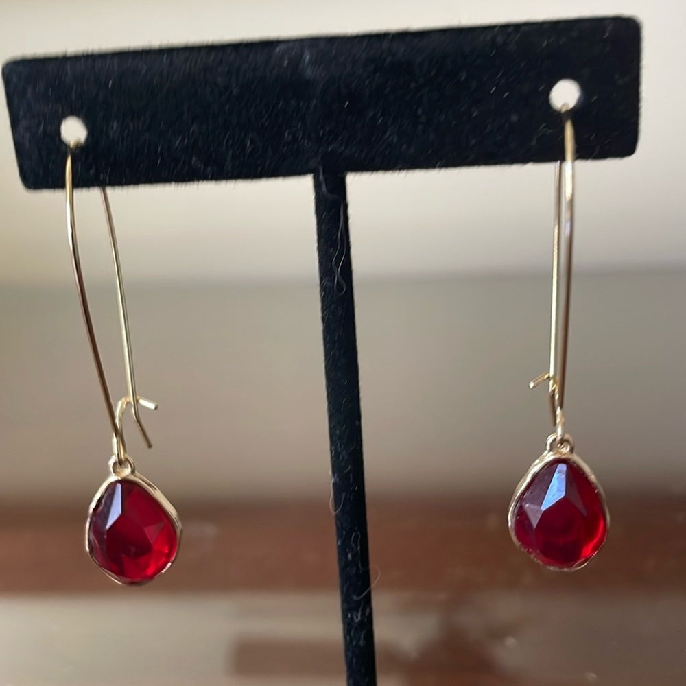 Macys Garnet-colored Drop Earrings
